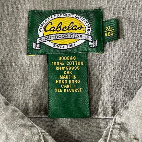 Cabelas Mens XL Safari Button Up Zip Pockets Utility Shirt Olive Hunting Roll up - Picture 2 of 10